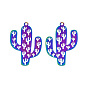 Pendentifs en acier inoxydable, embellissements en métal gravé, cactus