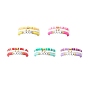 15 pcs 5 ensemble de bracelets extensibles heishi surfeur en argile polymère de style, mots acryliques amour et coeur en laiton bracelets preppy pour femmes