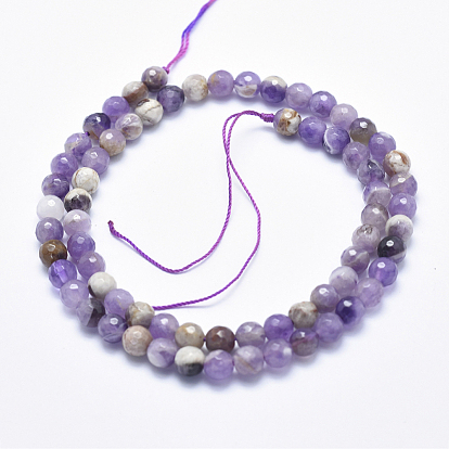 Natural Chevron Amethyst Beads Strands, Faceted, Round