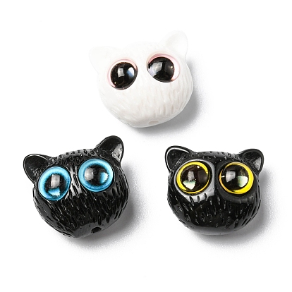 Cuentas de resina opaca en forma de gato con ojo de cristal, decoración de la joyería