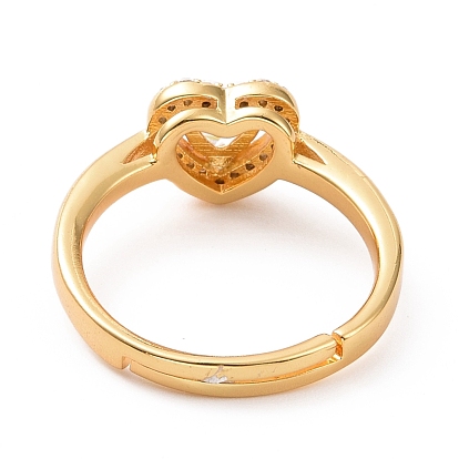 Регулируемое кольцо в форме сердца из прозрачного кубического циркония, стеллаж для латунных украшений для женщин, без кадмия и без свинца