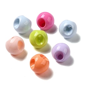 Baking Paint Acrylic European Beads, Large Hole Bead, Top Drilled, Round