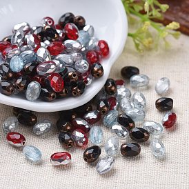 Electroplated Transparent Czech Glass Beads, Oval, Faceted