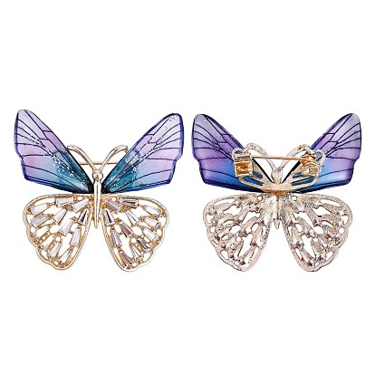 Broche papillon strass cristal, Insigne en alliage animal mignon pour vêtements costumes veste sac à dos
