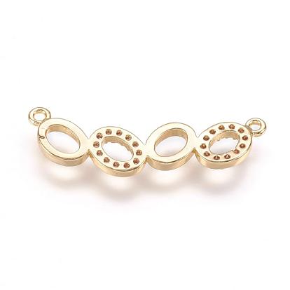 Brass Micro Pave Cubic Zirconia Links, Oval