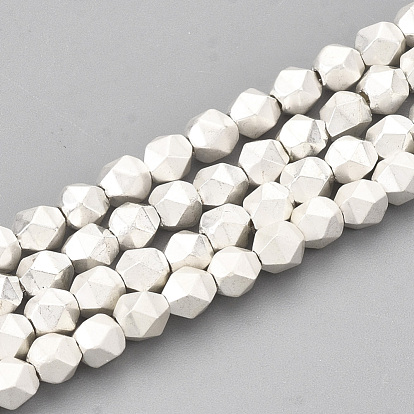 Galvanoplastie non magnétiques hématite synthétique brins de perles, Style mat, facette, ronde
