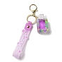 Perfume Bottle Acrylic Pendant Keychain Decoration, Liquid Quicksand Floating Handbag Accessories, with Alloy Findings