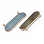Edge Golden Plated Natural Gemstone Pendants, with Iron Loops, Oval
