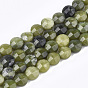 Brins de perles de jade canadien naturel, facette, plat rond