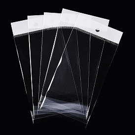 White Header OPP Cellophane Bags, Self Adhesive Sealing Bag with Hanging Hole, Rectangle
