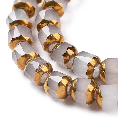 Chapelets de perles en verre électrolytique , facette, la moitié plaqué or, colonne