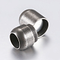304 Stainless Steel Magnetic Clasps with Glue-in Ends, Frosted, Barrel