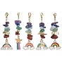 Rainbow Alloy Enamel Charms & Chakra Gemstone Chips Beaded Pendant Decoration, with 304 Stainless Steel Lobster Claw ClaspsDecoration, Rainbow