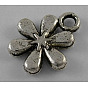 Tibetan Style Alloy Charms, Lead Free and Cadmium Free, Flower, 13x11x2.5mm, Hole: 2.5mm