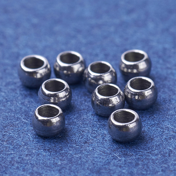 304 de acero inoxidable perlas espaciadoras, 2x1 mm, agujero: 0.5 mm