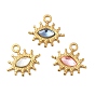 Real 18K Gold Plated 304 Stainless Steel Pendants, with Glass, Horse Eye Charms
