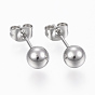 201 Stainless Steel Ball Stud Earrings, Hypoallergenic Earrings, with 316 Surgical Stainless Steel Pins