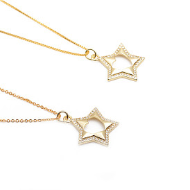 Chic Minimalist CZ Jewelry: Trendy Star Pendant Necklace for Women in European and American Style