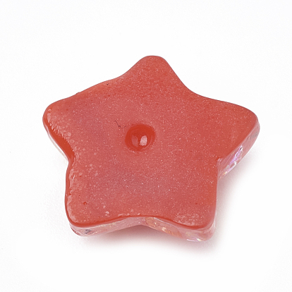 Resin Cabochons, with Shell Chip, Star