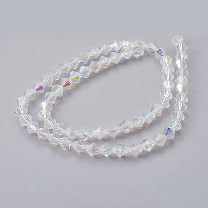 Faceted Imitation Austrian Crystal Bead Strands, Grade AAA, Bicone