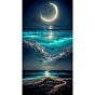 Kit de pintura de diamante artesanal con paisaje oceánico y luna, cielo nocturno elegante, Incluye bolsa de pedrería de resina., bolígrafo adhesivo de diamante, placa de bandeja y arcilla de pegamento
