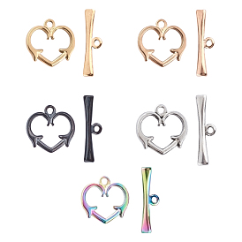 Unicraftale Vacuum Plating 304 Stainless Steel Toggle Clasps, Heart
