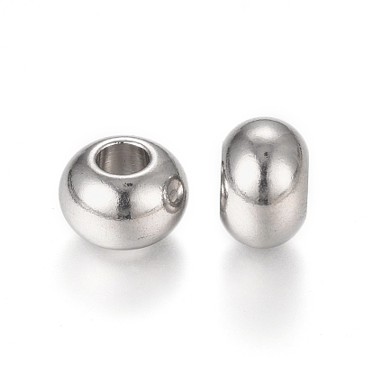 201 Stainless Steel European Beads, Large Hole Beads, Rondelle