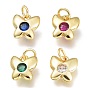 Brass Micro Pave Cubic Zirconia Charms, with Jump Ring, Butterfly, Golden
