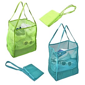 2 pcs 2 couleurs sac de plage en maille de polyester, avec poignée sac fourre-tout de plage en filet sac à provisions réutilisable en filet, pour les jouets de voyage ou la lessive