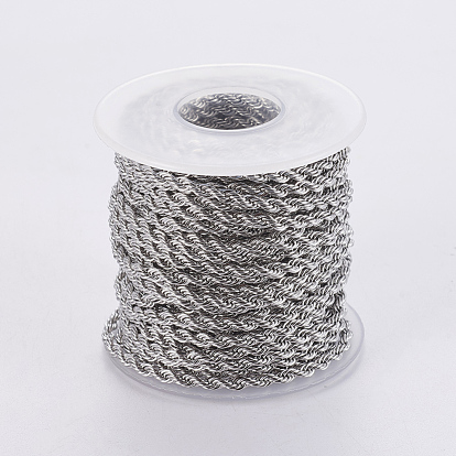 304 Stainless Steel Rope Chains, with Spool, Unwelded