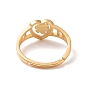 Brass Heart with Flower Adjustable Ring for Women, Cadmium Free & Lead Free