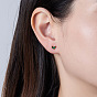 925 Sterling Silver Micro Pave Cubic Zirconia Stud Earrings, Leaf