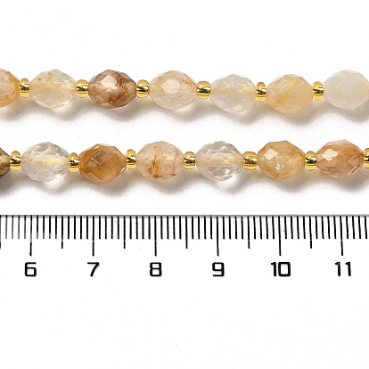Natural Citrine Beads Strands, with Seed Beads, Faceted, Oval
