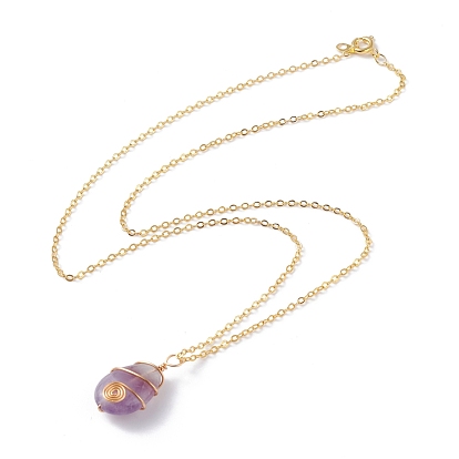 Ожерелье с подвеской из натуральных смешанных камней, спиральное ожерелье из каменных бусин, золотые