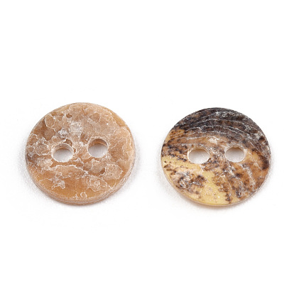 Mother of Pearl Buttons, Natural Akoya Shell Button, 2-Hole, Flat Round