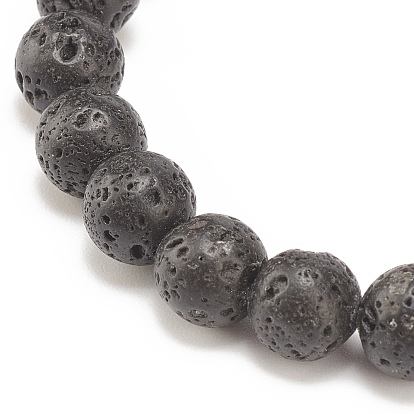 Bracelet extensible en pierre de lave naturelle et hématite synthétique avec tube en alliage perlé, bijoux de pierres précieuses d'huile essentielle pour les femmes