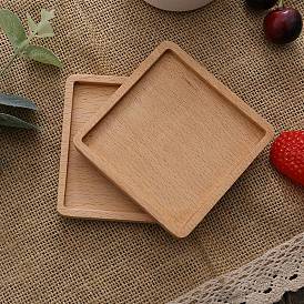 Beech Wood Cup Mats, Square Coaster with Tray