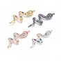 Brass Micro Pave Cubic Zirconia Links, Cadmium Free & Lead Free, Snake, Colorful