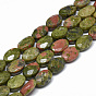 Natural Unakite Bead Strands, Faceted, Oval