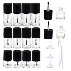 DIY Nail Polish Bottle, Glass Empty Bottle, with Mini Transparent Plastic Funnel Hopper and Disposable Plastic Transfer Pipettes