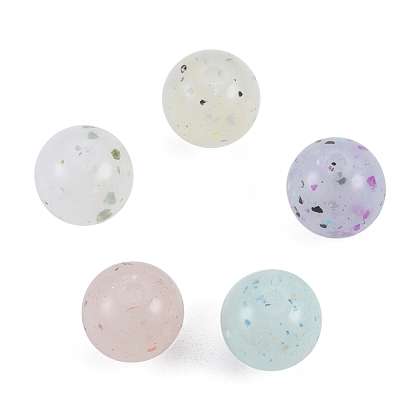 Perles acryliques opaques style pierre marbrée, ronde