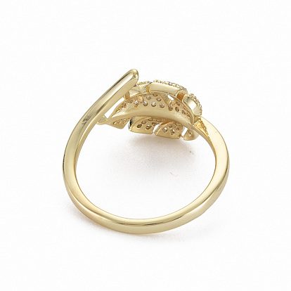 Латунные кольца из манжеты с прозрачным цирконием, открытые кольца, без никеля , лист