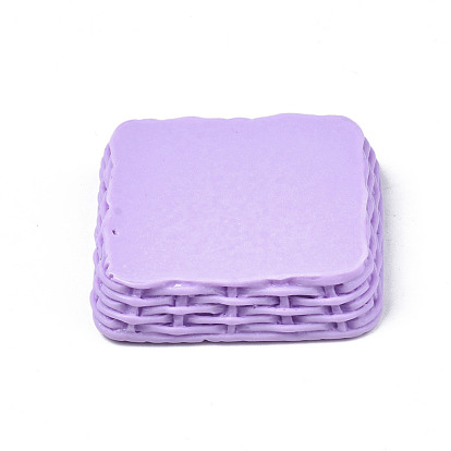 Opaque Resin Decoden Cabochons, Imitation Square Ratten Basket