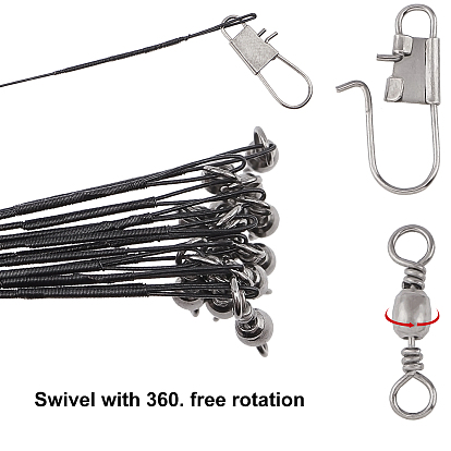 Líderes de alambre de pesca de acero, Líderes de alambre para sedal con giros y broches
