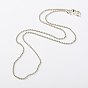 Iron Necklace Making, Iron Ball Bead Chains with Iron Bead Tips and Brass Spring Ring Clasps, 18 inch 