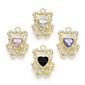 Alloy with Rhinestone Pendants, Lead Free & Nickel Free & Cadmium Free, Bear