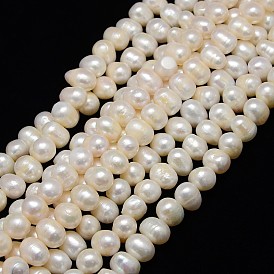 Natural Cultured Freshwater Pearl Beads Strands, Potato, 9~10x8~9mm, Hole: 0.8mm, about 41pcs/strand, 13.77 inch ~14.17 inch