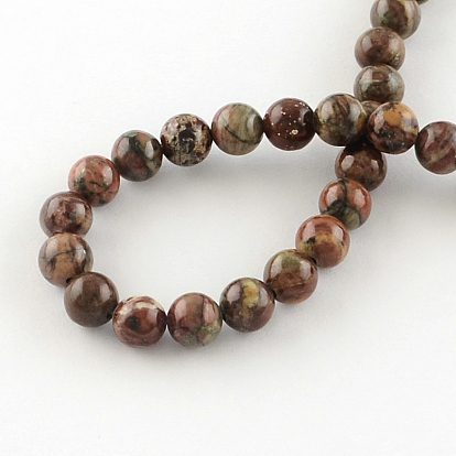 Brechadas redondas perlas de jaspe hebras naturales, 6 mm, agujero: 1 mm, sobre 68 unidades / cadena, 15.7 pulgada