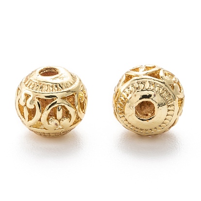 Alloy Hollow Beads, Round, Cadmium Free & Lead Free