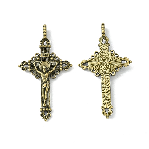 Pendentifs en alliage, sans cadmium et sans plomb, pour Pâques, pendentif croix de crucifix, 50x28x3mm, Trou: 3mm